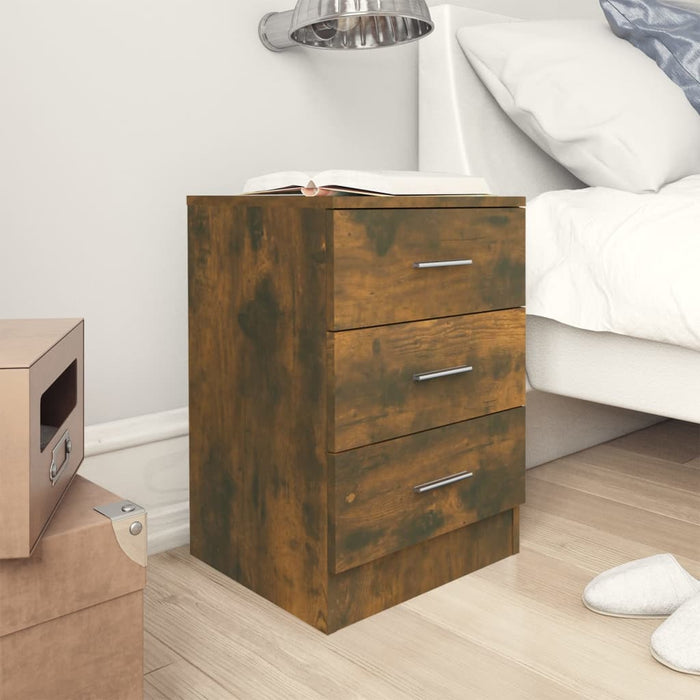 vidaXL Bedside Cabinet Smoked Oak 38x35x56 cm Engineered Wood