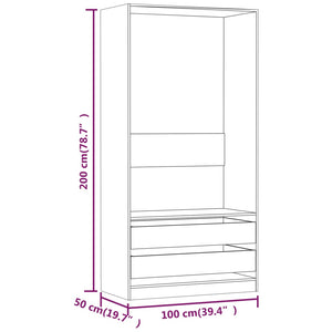 vidaXL Wardrobe Smoked Oak 100x50x200 cm Engineered Wood