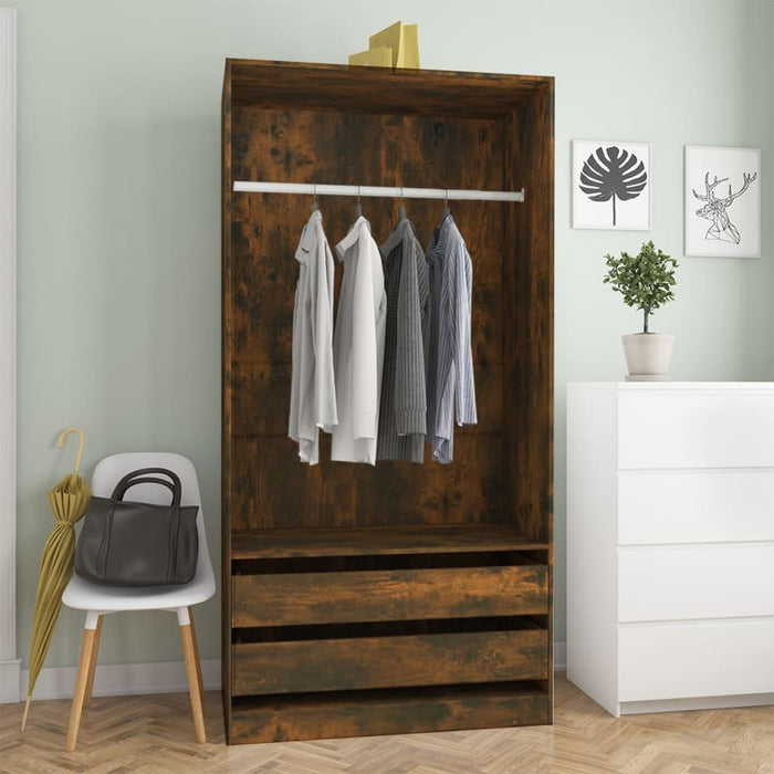 vidaXL Wardrobe Smoked Oak 100x50x200 cm Engineered Wood