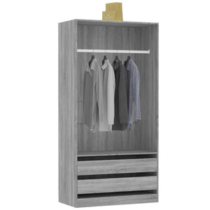 vidaXL Wardrobe Grey Sonoma 100x50x200 cm Engineered Wood