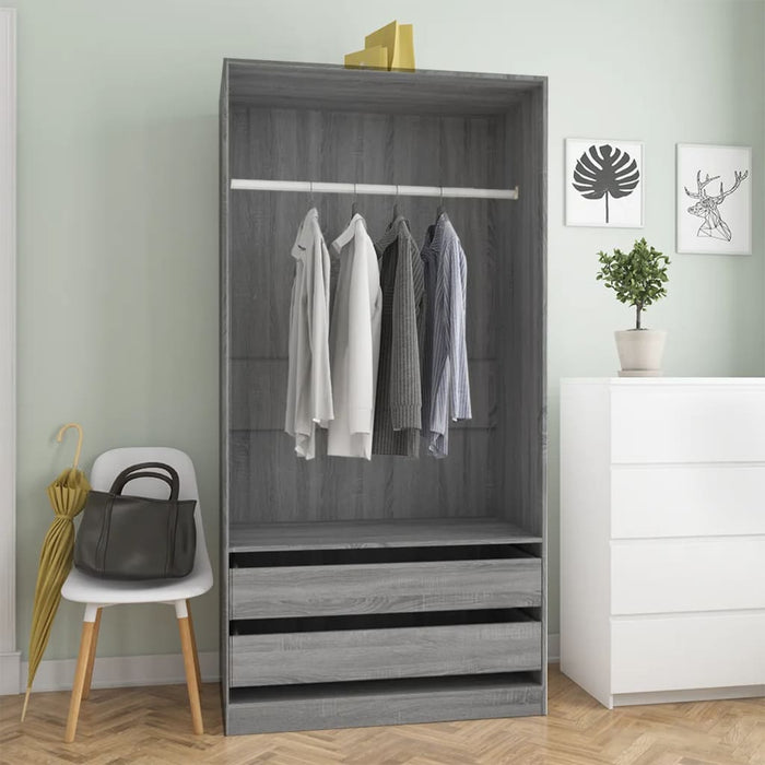 vidaXL Wardrobe Grey Sonoma 100x50x200 cm Engineered Wood