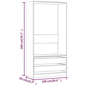 vidaXL Wardrobe Brown Oak 100x50x200 cm Engineered Wood