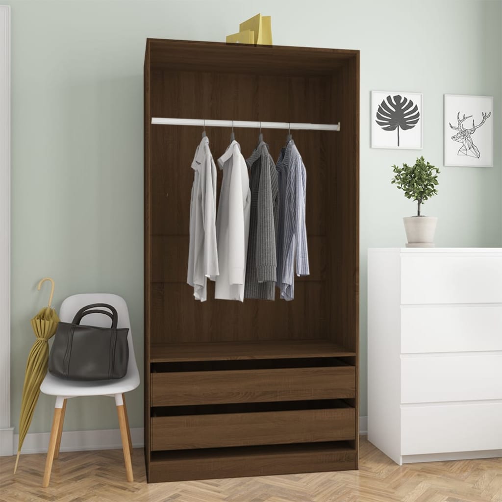 vidaXL Wardrobe Brown Oak 100x50x200 cm Engineered Wood