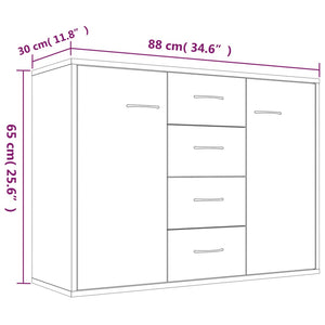 vidaXL Sideboard Smoked Oak 88x30x65 cm Engineered Wood