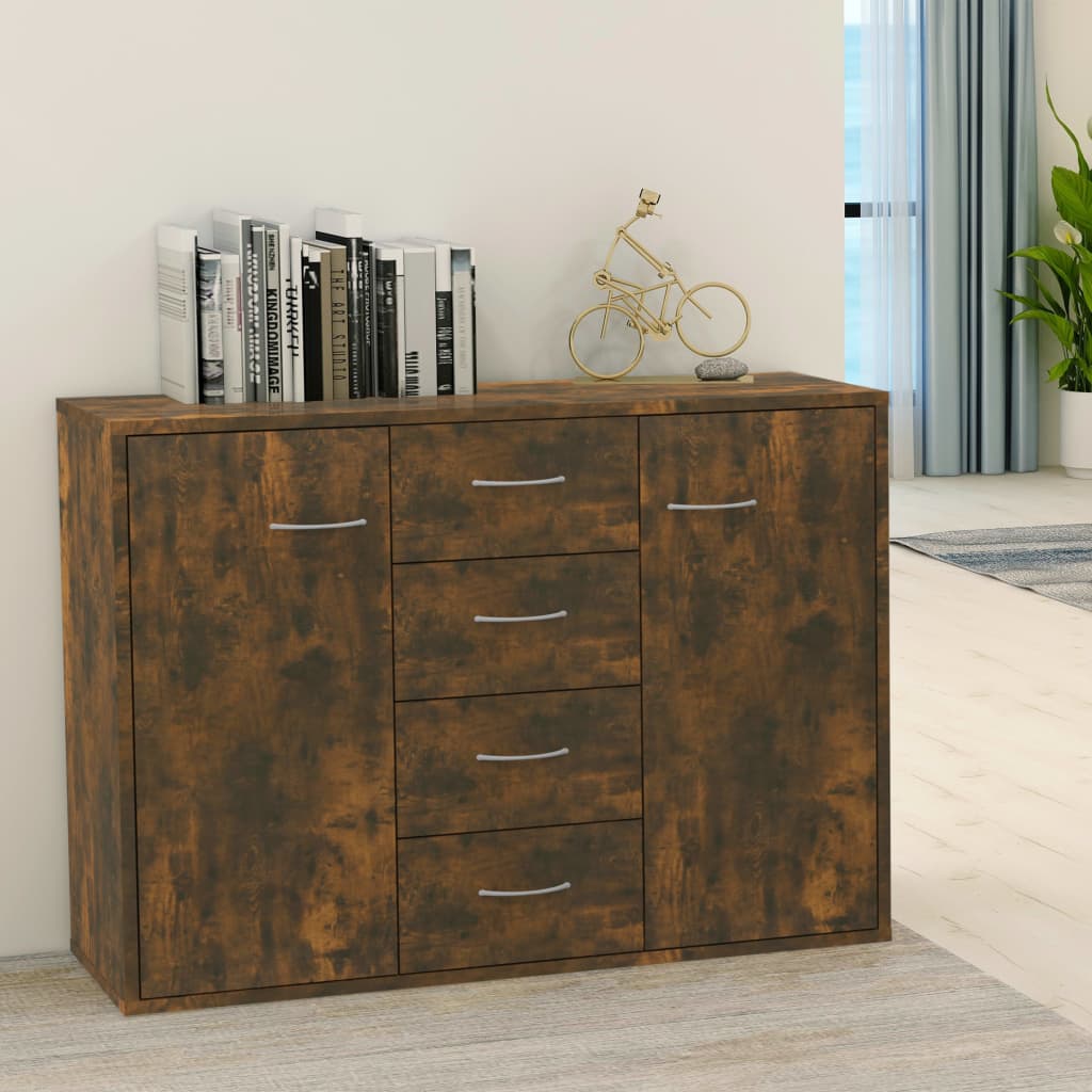 vidaXL Sideboard Smoked Oak 88x30x65 cm Engineered Wood