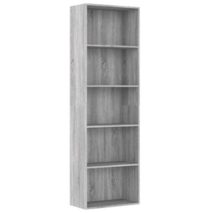 vidaXL 5-Tier Book Cabinet Grey Sonoma 60x30x189 cm Engineered Wood