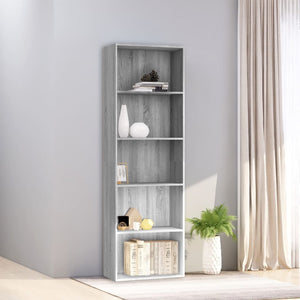 vidaXL 5-Tier Book Cabinet Grey Sonoma 60x30x189 cm Engineered Wood