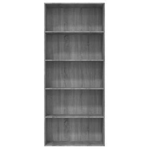 vidaXL 5-Tier Book Cabinet Grey Sonoma 80x30x189 cm Engineered Wood