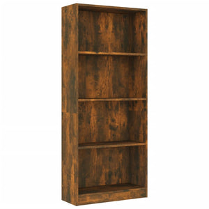 vidaXL 4-Tier Book Cabinet Smoked Oak 60x24x142 cm Engineered Wood