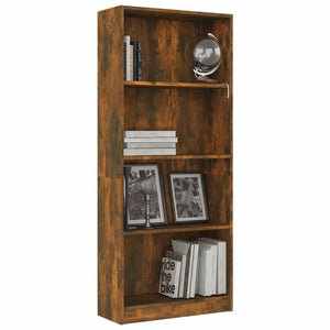 vidaXL 4-Tier Book Cabinet Smoked Oak 60x24x142 cm Engineered Wood