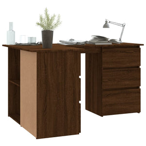 vidaXL Corner Desk Brown Oak 145x100x76 cm Engineered Wood