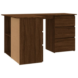 vidaXL Corner Desk Brown Oak 145x100x76 cm Engineered Wood