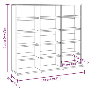 vidaXL CD Cabinet Brown Oak 102x23x89.5 cm Engineered Wood