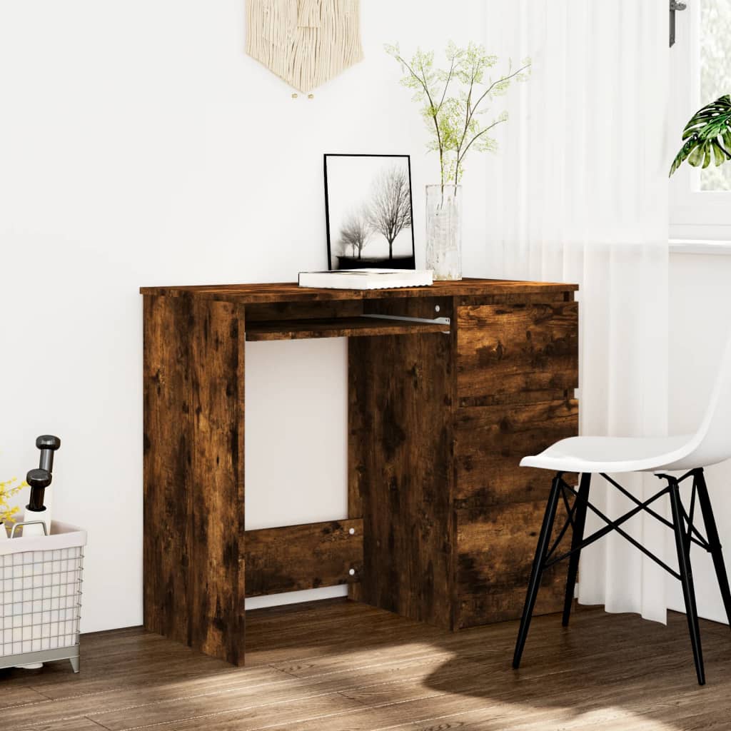 vidaXL Desk Smoked Oak 90x45x76 cm Engineered Wood