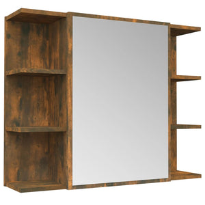 vidaXL Bathroom Mirror Cabinet Smoked Oak 80x20.5x64 cm Engineered Wood