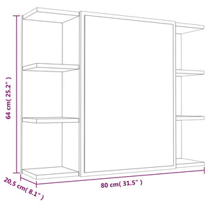 vidaXL Bathroom Mirror Cabinet Smoked Oak 80x20.5x64 cm Engineered Wood