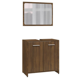 vidaXL Bathroom Furniture Set Brown Oak Engineered Wood