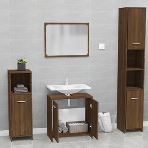 vidaXL Bathroom Furniture Set Brown Oak Engineered Wood