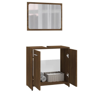 vidaXL Bathroom Furniture Set Brown Oak Engineered Wood