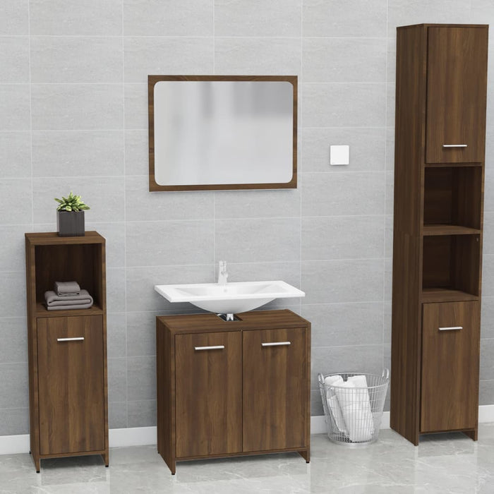 vidaXL Bathroom Furniture Set Brown Oak Engineered Wood