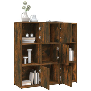 vidaXL Book Cabinet Smoked Oak 90x30x90 cm Engineered Wood