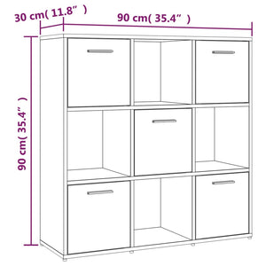 vidaXL Book Cabinet Smoked Oak 90x30x90 cm Engineered Wood