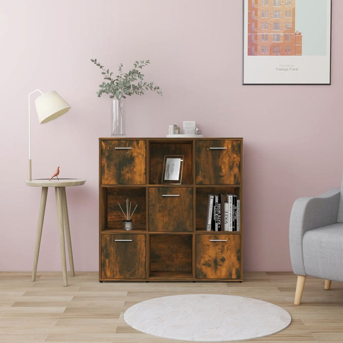 vidaXL Book Cabinet Smoked Oak 90x30x90 cm Engineered Wood