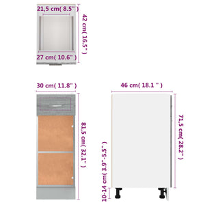 vidaXL Drawer Bottom Cabinet Grey Sonoma 30x46x81.5 cm Engineered Wood