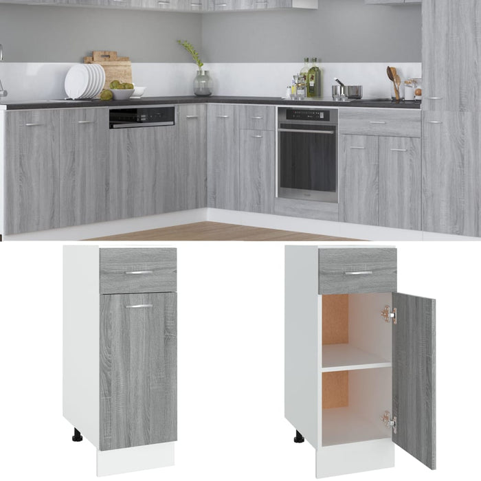 vidaXL Drawer Bottom Cabinet Grey Sonoma 30x46x81.5 cm Engineered Wood