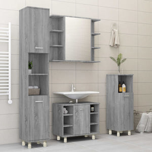 vidaXL Bathroom Cabinet Grey Sonoma 30x30x95 cm Engineered Wood