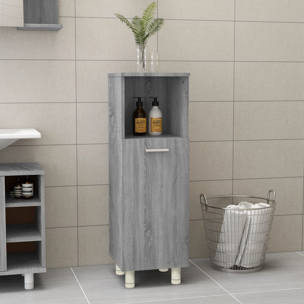 vidaXL Bathroom Cabinet Grey Sonoma 30x30x95 cm Engineered Wood