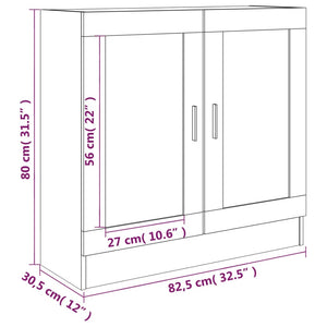 vidaXL Vitrine Cabinet Smoked Oak 82.5x30.5x80 cm Engineered Wood