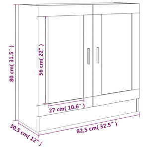 vidaXL Vitrine Cabinet Brown Oak 82.5x30.5x80 cm Engineered Wood