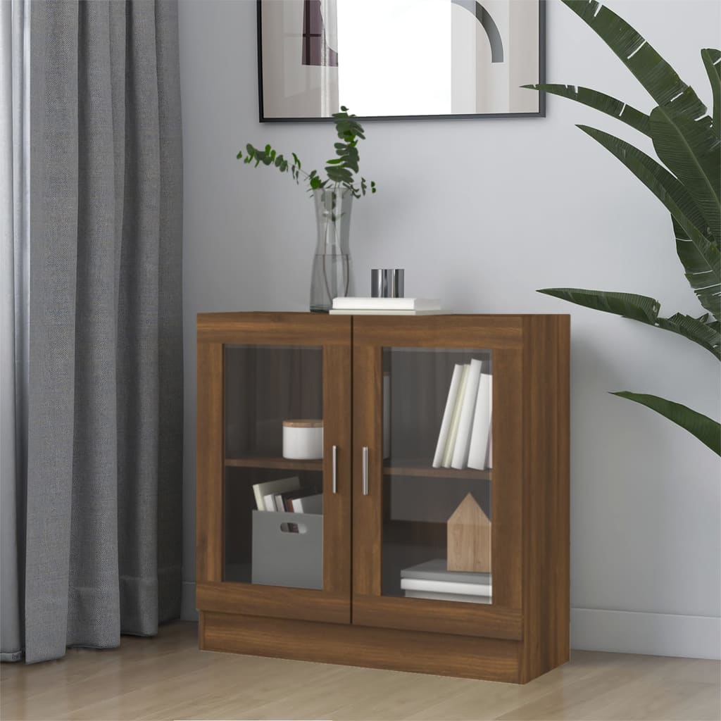 vidaXL Vitrine Cabinet Brown Oak 82.5x30.5x80 cm Engineered Wood