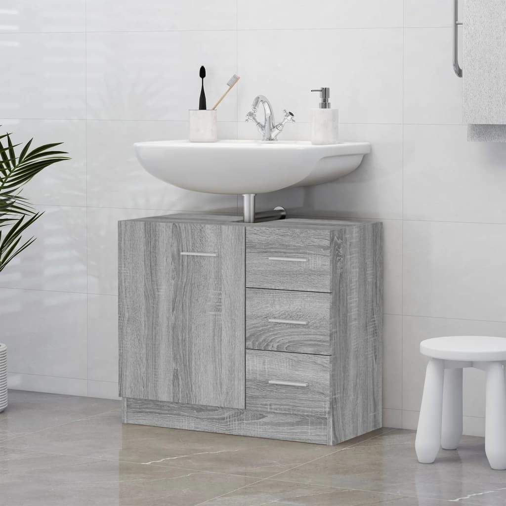 vidaXL Sink Cabinet Grey Sonoma 63x30x54 cm Engineered Wood