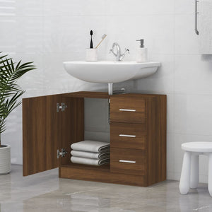 vidaXL Sink Cabinet Brown Oak 63x30x54 cm Engineered Wood