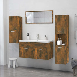 vidaXL Bathroom Cabinet Smoked Oak 30x30x130 cm Engineered Wood