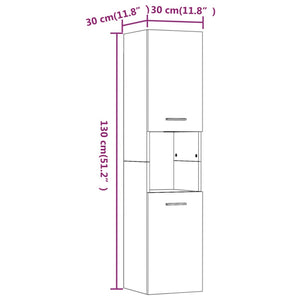 vidaXL Bathroom Cabinet Smoked Oak 30x30x130 cm Engineered Wood