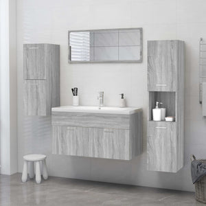 vidaXL Bathroom Cabinet Grey Sonoma 30x30x130 cm Engineered Wood