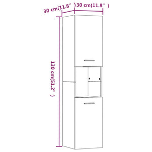 vidaXL Bathroom Cabinet Grey Sonoma 30x30x130 cm Engineered Wood