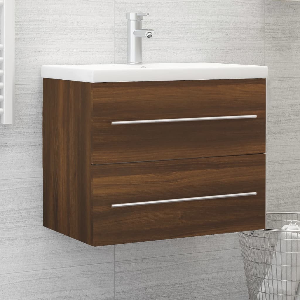 vidaXL Sink Cabinet Brown Oak 60x38.5x48 cm Engineered Wood