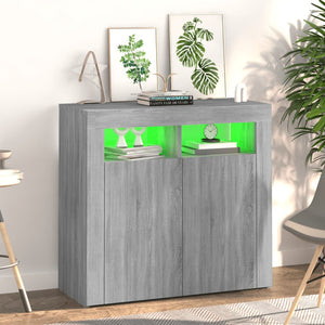 vidaXL Sideboard with LED Lights Grey Sonoma 80x35x75 cm