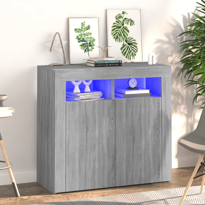 vidaXL Sideboard with LED Lights Grey Sonoma 80x35x75 cm