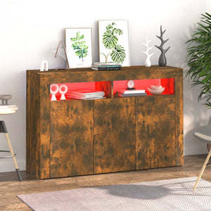 vidaXL Sideboard with LED Lights Smoked Oak 115.5x30x75 cm