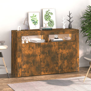 vidaXL Sideboard with LED Lights Smoked Oak 115.5x30x75 cm