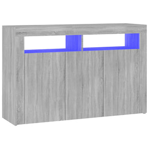 vidaXL Sideboard with LED Lights Grey Sonoma 115.5x30x75 cm