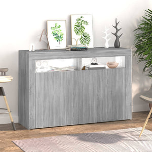 vidaXL Sideboard with LED Lights Grey Sonoma 115.5x30x75 cm