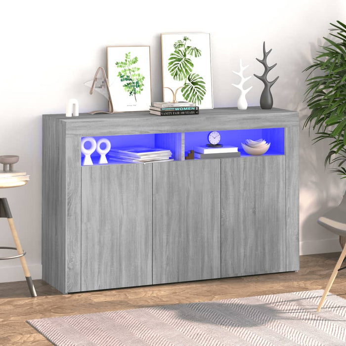 vidaXL Sideboard with LED Lights Grey Sonoma 115.5x30x75 cm