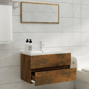 vidaXL 2 Piece Bathroom Furniture Set Smoked Oak Engineered Wood