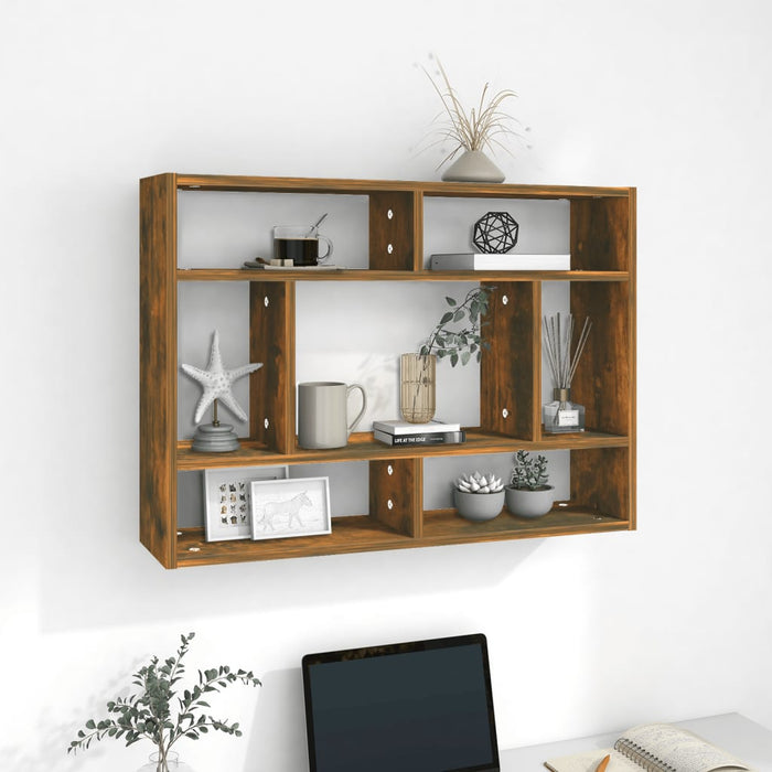 vidaXL Wall Shelf Smoked Oak 75x16x55 cm Engineered Wood